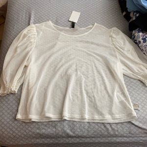 Sheer polka dot top with puff sleeves